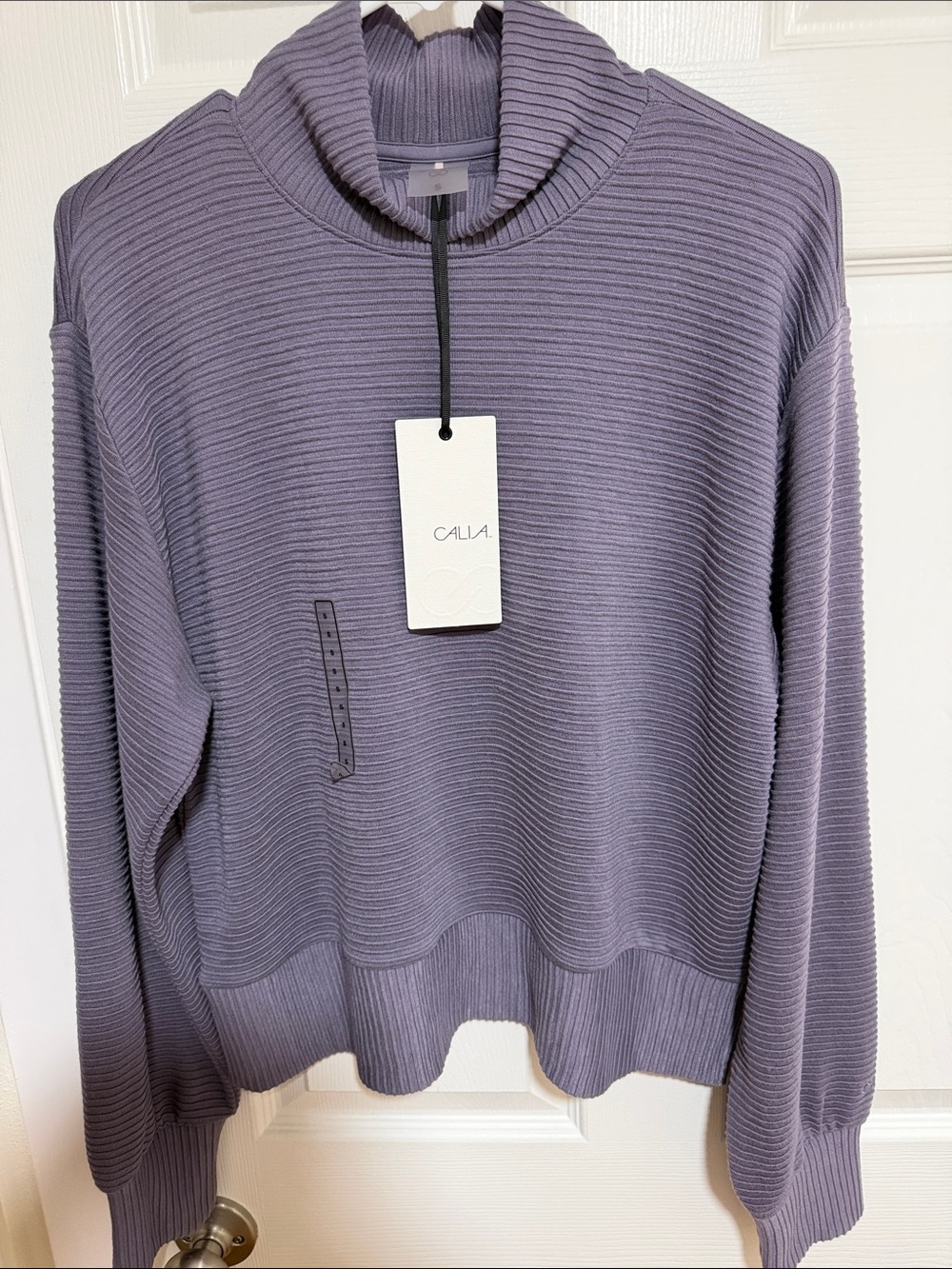 CALLA Lavender Ribbed Funnel Neck Sweater - Women's